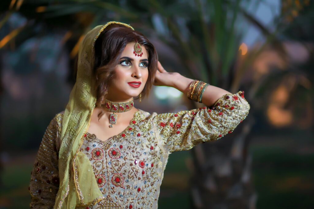 Woman Wearing Grey and Red Floral Sari